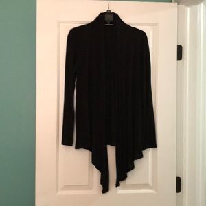 Long sleeve cascade front rayon spandex sweater